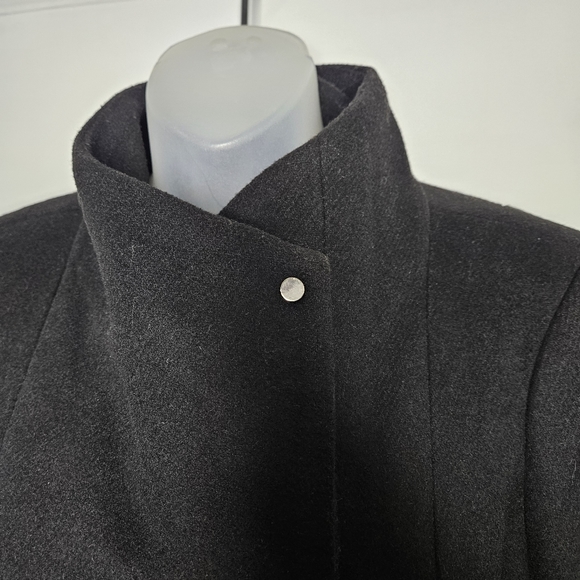 Vera Moda Wool Blend Black Mock Neck Belted Coat Sz M - Picture 10 of 14